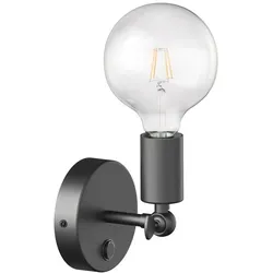 ledscom.de Vintage E27 Wand-Leuchte FETRO mit Schalter, schwarz, schwenkbar, inkl. E27 Lampe (warmweiß, 7,123W, 838lm)