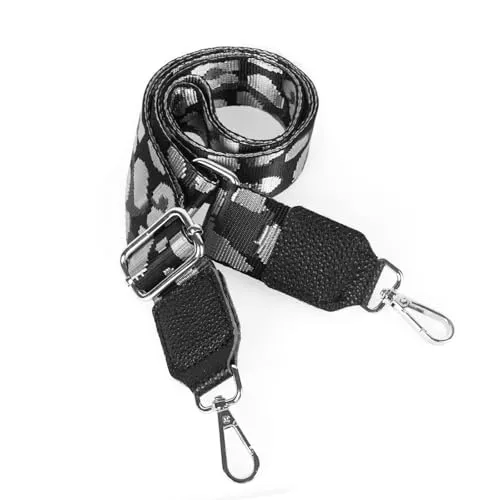 Moorle Gurt für Umhängetasche, Schultergurt für Taschen 3.8cm Breit, Schultergurt Taschengurt Verstellbarer Schwarz Silber, Taschengurte zum Wechseln für Schultertasche Tragetaschen Handtaschen