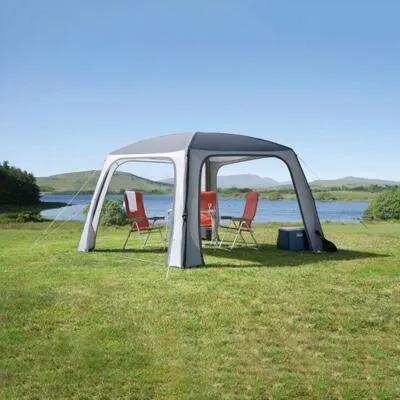 DWT Relax Air Pavillon, Aufblasbares Zelt 350×350×230cm - Zelt für 4 Personen mit 2 Fenstern, ultraleicht und aufblasbar. Ideal für den Einsatz in 2 Jahreszeiten, bietet Windschutz und Sonnendach.