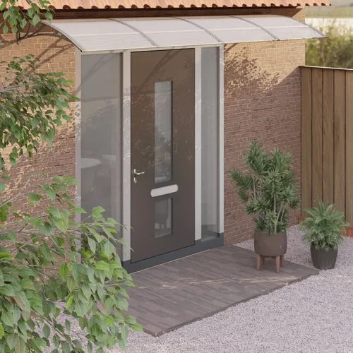 Maison Exclusive Türvordach Grau-Transparent 400x75 cm