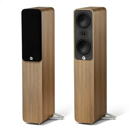 Q ACOUSTICS 5040 Einzelner Standlautsprecher Holme Oak – 12,7 cm Mittel-/Bass-Treiber, 2,5 cm Hochtöner – TV-Lautsprecher für Surround-Sound-System – Vinyl-Schallplattenspieler-Lautsprecher HiFi,