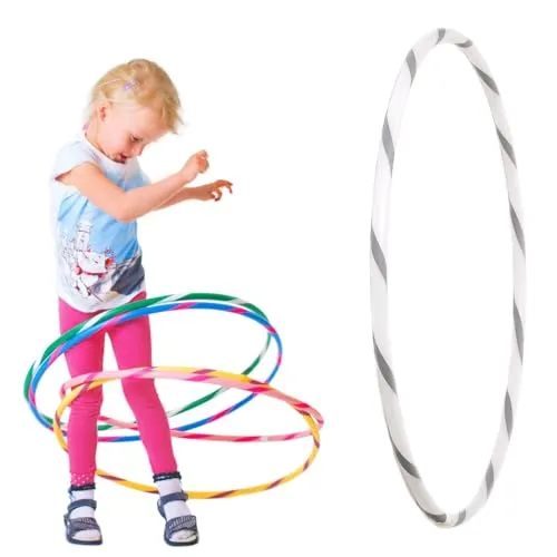HOOPOMANIA Bunter Kinder Hula Hoop [Ø80cm - weiß-grau] Kinder Hula Hoop Reifen ab 8 Jahre