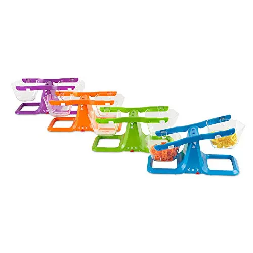 Learning Resources Stapelbares Schalenwaagen-Set mit 4 Stück, Doppel-Schalenwaage für Flüssigkeiten und Feststoffe, einfache Montage, Kinderwaage, platzsparender Aufbewahrungssockel