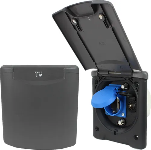 ABL Multifunktions Außensteckdose für Wohnmobil & Wohnwagen - Praktische Außensteckdose mit 220V/230V und 12V Anschlüssen. Wetterfest, mit Klappdeckel und hoher Qualität für zuverlässige Nutzung im Freien.