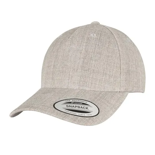 Flexfit Unisex Kappe 5-Panel Premium Curved Visor Snapback Cap Baseballkappe, Heather Grey, one Size