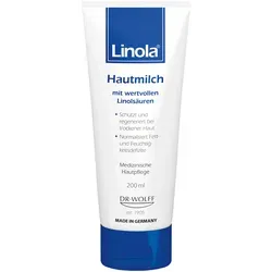 Linola Hautmilch 200 ML - Ganzkörperpflege für trockene Haut, reich an Linolsäuren zur Regeneration und Beruhigung. Ideal für tägliche Anwendung und bei Neigung zu Neurodermitis.