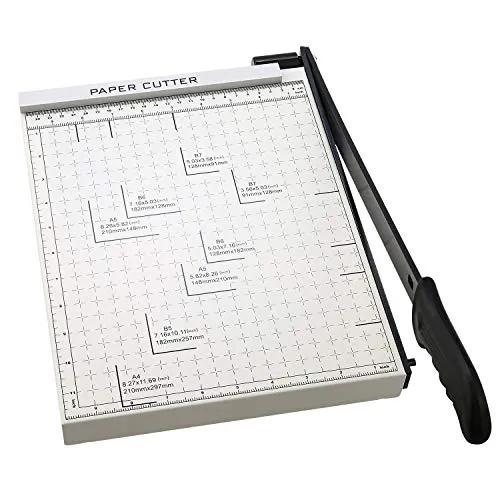 COOCHEER Papierschneider Profi Fotoschneider Hebelschneider Papierschneidemaschine Schneidegerät Bindegerät Schrottmaschineider für Schule & Büro, Weiß, A4