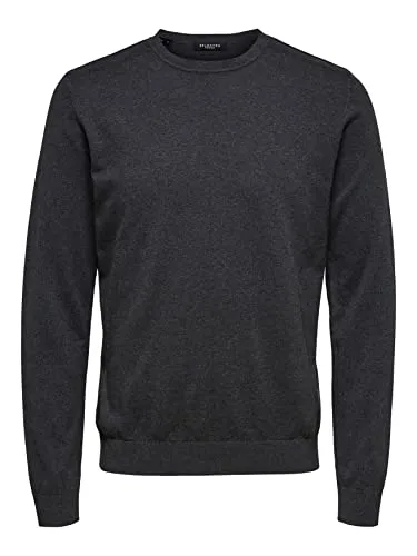 Herren Selected Rundhals Pullover SLHBERG | Einfarbiges Feinstrick Shirt - Pullover für Herren, aus hochwertiger Baumwolle mit feinen Rippdetails für ein angenehmes Tragegefühl und weiche Haptik.