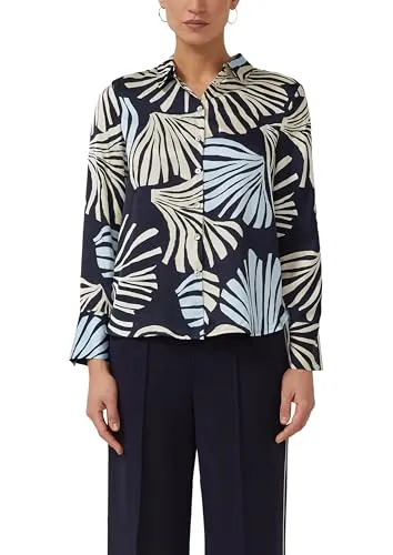 s.Oliver Langarmbluse mit All-over-Print in Viskose - Elegante Langarmbluse aus satinierter Viskose mit modischem All-over-Print. Ideal für stilvolle Outfits und bequem im Alltag. Größe S (36).