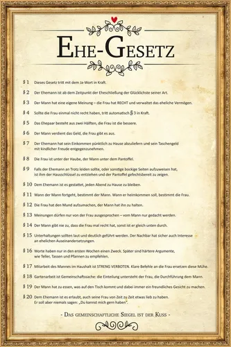 Ehegesetz Poster 40 x 60 cm von Close Up