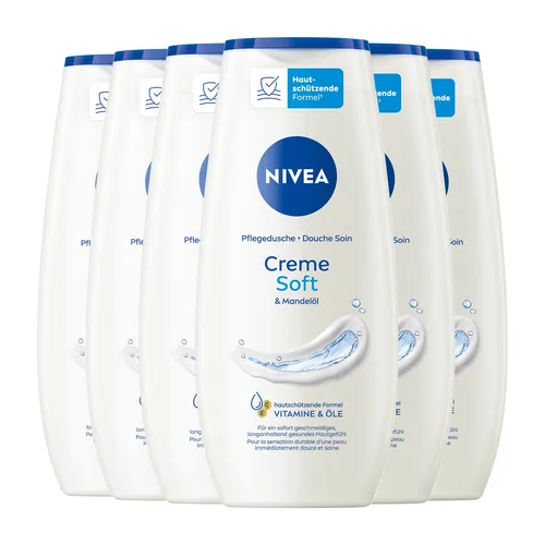 NIVEA Pflegedusche Creme Soft & Mandel-Öl Cremedusche mild hautneutral 6 x 250ml