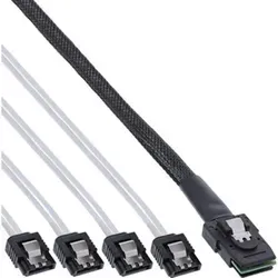 InLine® SAS Anschlusskabel, Mini-SAS SFF-8087 an 4x SATA, 1:1, OCR, 0,75m Kabel Interne SAS