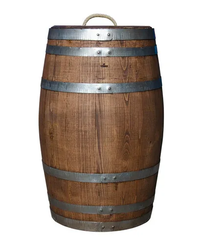 Temesso Regentonne aus Kastanienholz 100L oder 150L – Palisander - Ästhetisch ansprechende Regentonne aus robustem Kastanienholz, handgefertigt in Europa. Ideal zur Regenwasserspeicherung im Garten, mit natürlicher Palisanderlasur für erhöhte Langlebigkeit.