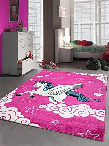 CARPETIA Kinderteppich Spielteppich Mädchen Einhorn Pink Größe 120x170 cm