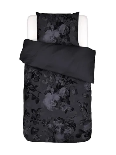 Essenza Satin Bettwäsche-Garnitur Floor Nightblue 155x220+80x80 - Elegante Bettwäsche aus 100% Baumwollsatin in Nachtblau, atmungsaktiv und feuchtigkeitsregulierend für einen erholsamen Schlaf. Waschbar bis 60 °C, ideal für stilvolle Schlafzimmer.