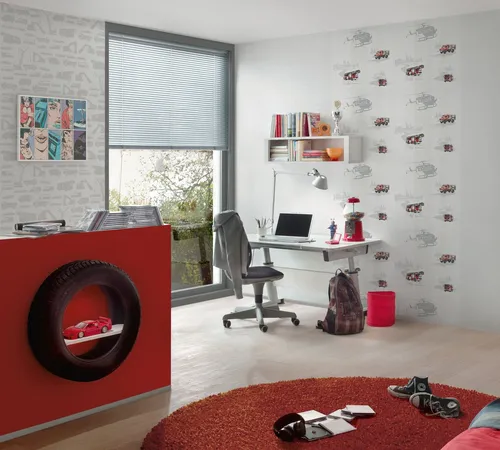 Kinder Vliestapete Feuerwehr Autos Hubschrauber von BRICOFLOR