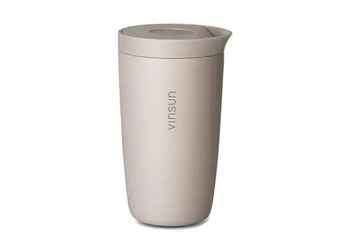 Vinsun Thermobecher 350ml - Auslaufsicherer Edelstahl Kaffee Becher - Coffee to go Becher, doppelwandig isoliert für optimale Temperatur, ideal für Reisen und Büro, Einhandbedienung per Knopfdruck.