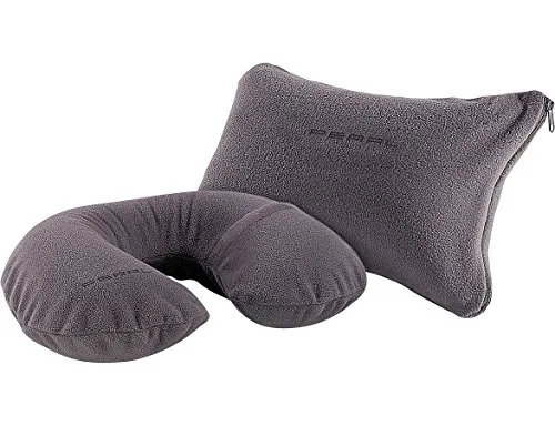 PEARL Nackenrolle aufblasbar: Aufblasbares Nackenhörnchen und Nackenkissen mit Fleece-Bezug (Nackenkissen zum Aufblasen, Nackenhörnchen zum Aufblasen, Aufblasbare)