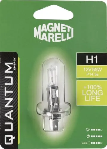Quantum Energy Magneti Marelli H1 Autolampe mit langer Lebensdauer, 12 V, 55 W, Anschluss P14.5s