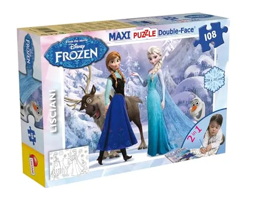 Liscianigiochi 2 in 1 Doppel Gesicht supermaxi 108 Stück Die Eiskönigin Frozen, Puzzle Beidseitig 108 Teile