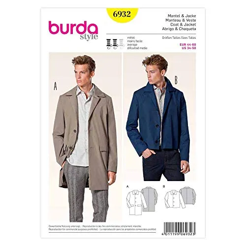 burda Schnittmuster Herren Mantel und Jacke #6932