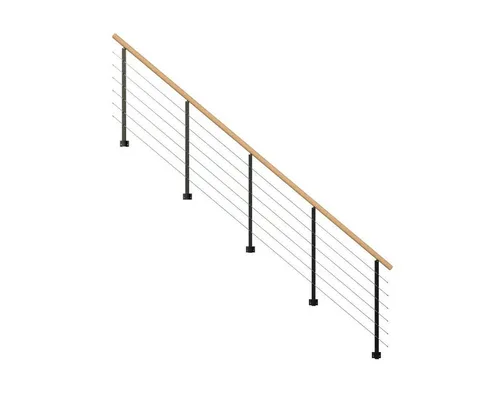 Starwood Treppengeländer Modell Kos für Stahltreppe - 13 Stufen - Schwarz - Hochwertiges Treppengeländer Modell Kos für Stahltreppen. Flexibel montierbar auf links oder rechts, aus pulverbeschichtetem Metall und mit elegantem Rundhandlauf. Ideal für sichere und stilvolle Treppenlösungen.