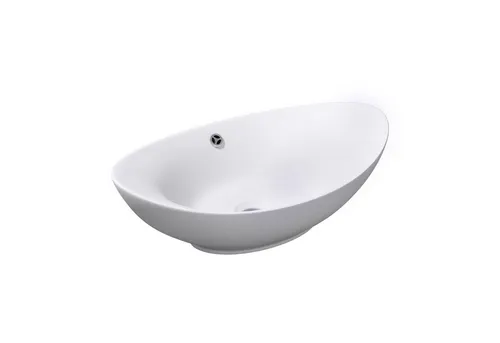 Mai & Mai Aufsatzwaschbecken Br818 Oval aus Keramik - Elegantes ovales Waschbecken aus Keramik mit NANO-Beschichtung für einfache Reinigung. Perfekt für ein modernes Badezimmer und kompatibel mit DIN-genormten Ablaufgarnituren.