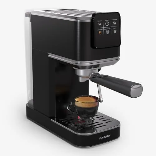 Klarstein Espressomaschine 20 Bar mit Edelstahlfilter - Siebträgermaschine mit 20 bar Pumpendruck und multifunktionaler Dampfdüse für perfekten Milchschaum und Heißgetränke. Ideal für Kaffeeliebhaber.