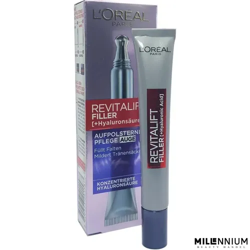 L'Oréal Paris Revitalift Filler [HA] Augencreme 15 ml - Augencreme mit höchster Hyaluronsäure-Konzentration von L'Oreal Paris, die die empfindliche Haut intensiv mit Feuchtigkeit versorgt und Tränentäler mildert.