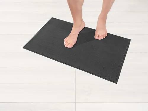 Hammetex 100% Baumwolle rutschfeste Badematte, 43x61 cm Badvorleger für Badezimmer WC, Saugfähig Schnelltrocknend Waschbar Bad Fußmatten, Anthrazit