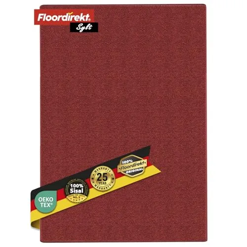 KARAT Sisal Teppich - Teppichläufer 80 cm breit - Naturfaser Läufer - Teppich für Wohnzimmer, Flur, Schlafzimmer - Sisalteppich Sylt (80 x 300 cm, Rot)