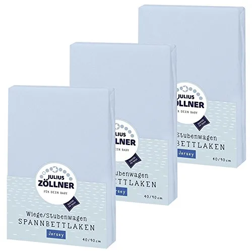 Julius Zöllner Spannbetttuch Jersey 90x40 Hellblau 3er Pack