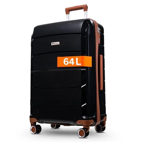 Graz Koffer Mittelgroß 68 Liter Volumen - mit TSA Schloss, Koffer & Trolleys, Reisekoffer, Hartschalenkoffer, Reisekoffer mit Rollen, Trolley, Hartschalenkoffer mittelgroß, Koffer L (schwarz, L)