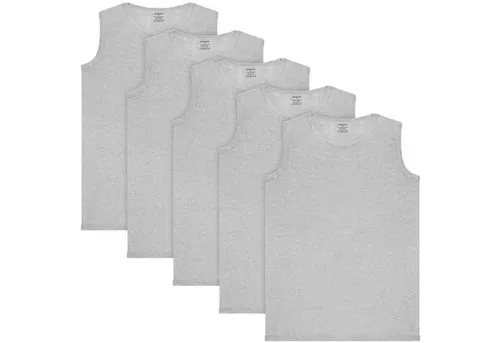 BRUBAKER Muskelshirt Tank Top Unterhemd mit Rundhals Ausschnitt (5er-Pack) Baumwolle Herren Tanktop, Extra Lang für Männer, Schlicht Basic
