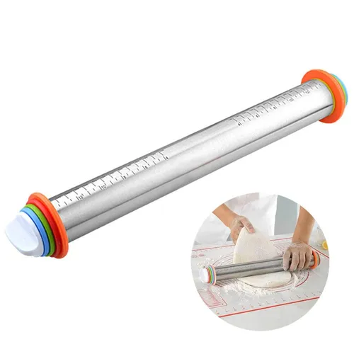 Einstellbares Nudelholz aus Edelstahl mit Abnehmbaren Ringen