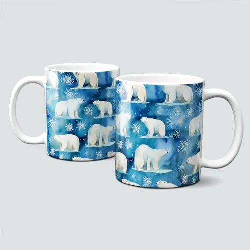 online-hut - Tasse - Kaffeebecher - Lieblingstasse - mit süßen Eisbären bei Nacht - LT-320