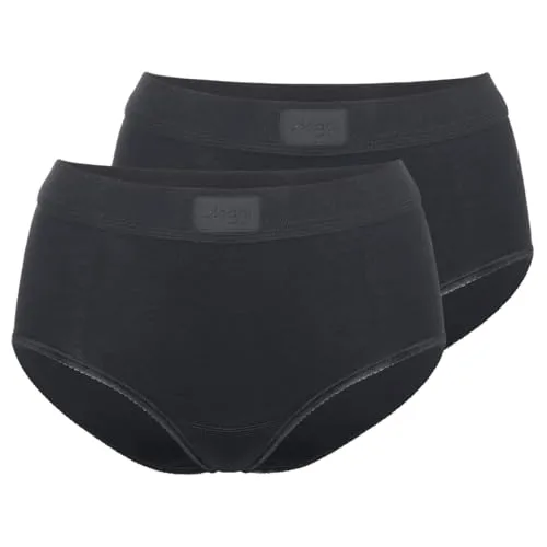 SLOGGI Damen Slip, Gr. 40, schwarz - Funktionsunterwäsche im Doppelpack, nahtloser Softbund und zweilagiger Frotteezwickel für höchsten Tragekomfort.