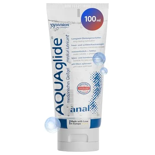 JOYDIVISION Original AQUAglide Anal 100 ml Gleitgel, Geruchsneutral, Ph-optimiert & transparent, wasserbasiertes & kristallklares Gleitmittel, Für Latex-kondome geeignet