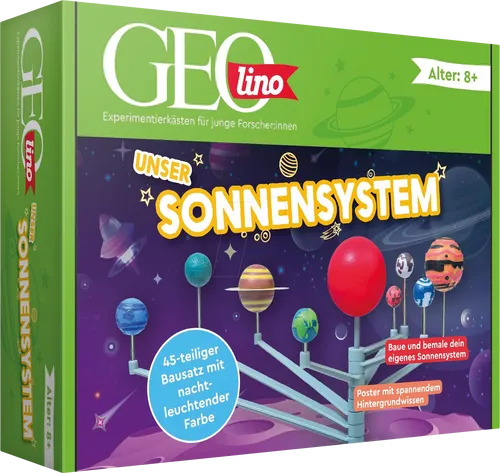 Maker KIT GEOlino - Unser Sonnensystem - Lernpakete: Bausatz mit 45 Teilen, inklusive nachtleuchtender Farbe. Kinder ab 8 Jahren können ihr eigenes Sonnensystem gestalten und dabei spannende Fakten entdecken!