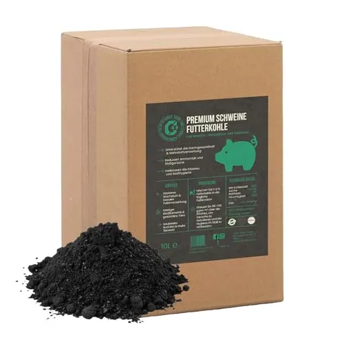 C44-Zittau Premium Futterkohle 0–3 mm für Schweine – 100% natürlicher Futtermittelzusatz für Verdauung, Stallhygiene, Geruchsbindung, Güllequalität & Klauengesundheit – Made in Germany (10L)
