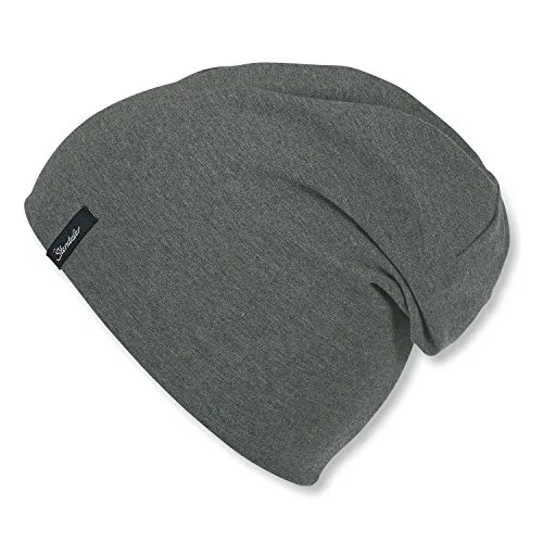 Sterntaler OCS Beanie Melange – Unisex Baby Mütze aus Melange-Singlejersey (Bio) – weiche Kopfbedeckung mit zwei Tragevarianten – lässige Übergangsmütze für Babys & Kinder – asphalt, Gr. 45