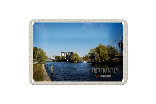 Blechschild Städte Berlin Deutschland Moabit Fluss 18x12 cm Schild