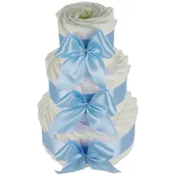 DIY Windeltorte zum selber gestalten | 3-stöckig, blau, Geschenk zur Geburt - Baby Windeltorten – Kreative DIY Windeltorte aus Premium Protection Windeln, individuell gestaltbar mit enthaltenen Schleifenbändern. Perfekt als persönliches Geschenk zur Geburt!