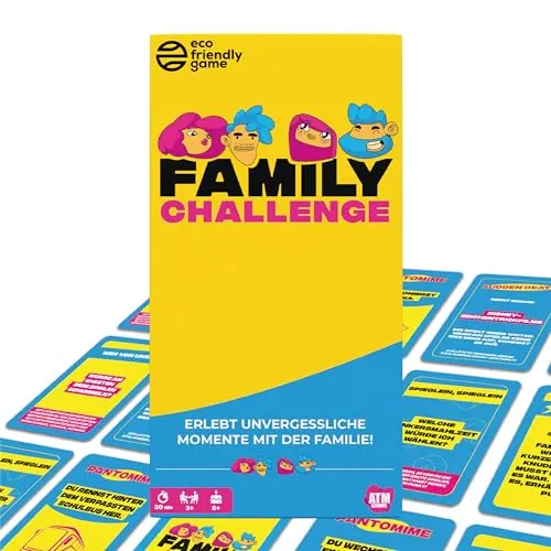 JUDUKU Family Challenge - Gesellschafts - und Familienspiel - Lustige Fragen und Herausforderungen für Kinder und Erwachsene - Kartenspiel ab 8 Jahren - perfekt als Urlaub Reisespiel