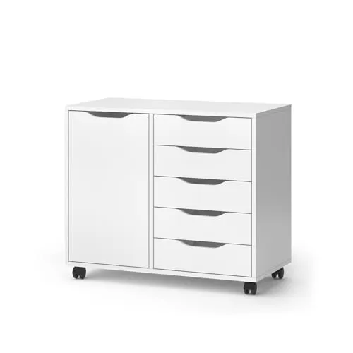 Vicco Kommode Otwin, Weiß, 78 x 61.5 cm mit 5 Schubladen