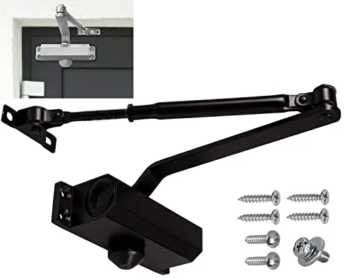 Stahlia Automatischer Türschließer Schwarz Türschließer Haustür hydraulisch Innen - Außen Automatik Obentürschließer | MIDI Türgewicht 25-45 kg