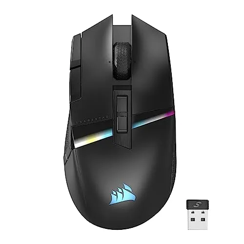 CORSAIR DARKSTAR RGB WIRELESS MMO Gaming Mouse - 26.000 DPI, 15 programmierbare Tasten, bis zu 80 Stunden Akkulaufzeit und ergonomisches Design für stundenlanges Spielen