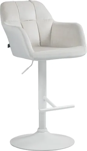 Deluke Samt Barhocker in Creme, höhenverstellbar, 57x97x59 cm