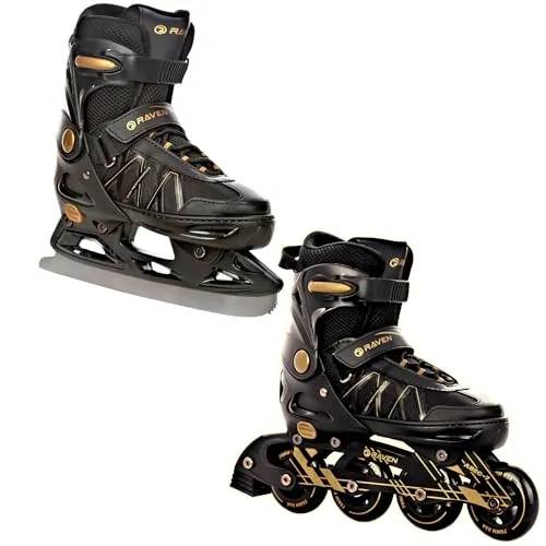 RAVEN Expert 2in1 Schlittschuhe & Inline Skates für Kinder und Erwachsene (Gold, 40-43)