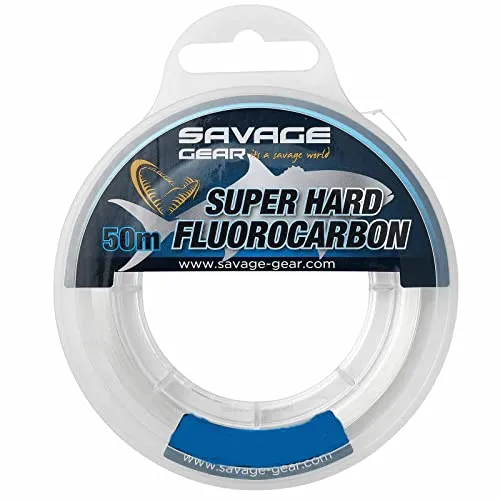Savage Gear 0,77mm Super Hard Fluorocarbon 25,7kg - Nylon-Angelschnüre, 45m lange Vorfachschnur mit hoher Abriebfestigkeit, nahezu unsichtbar im Wasser und ideal für Big Game Fischen.